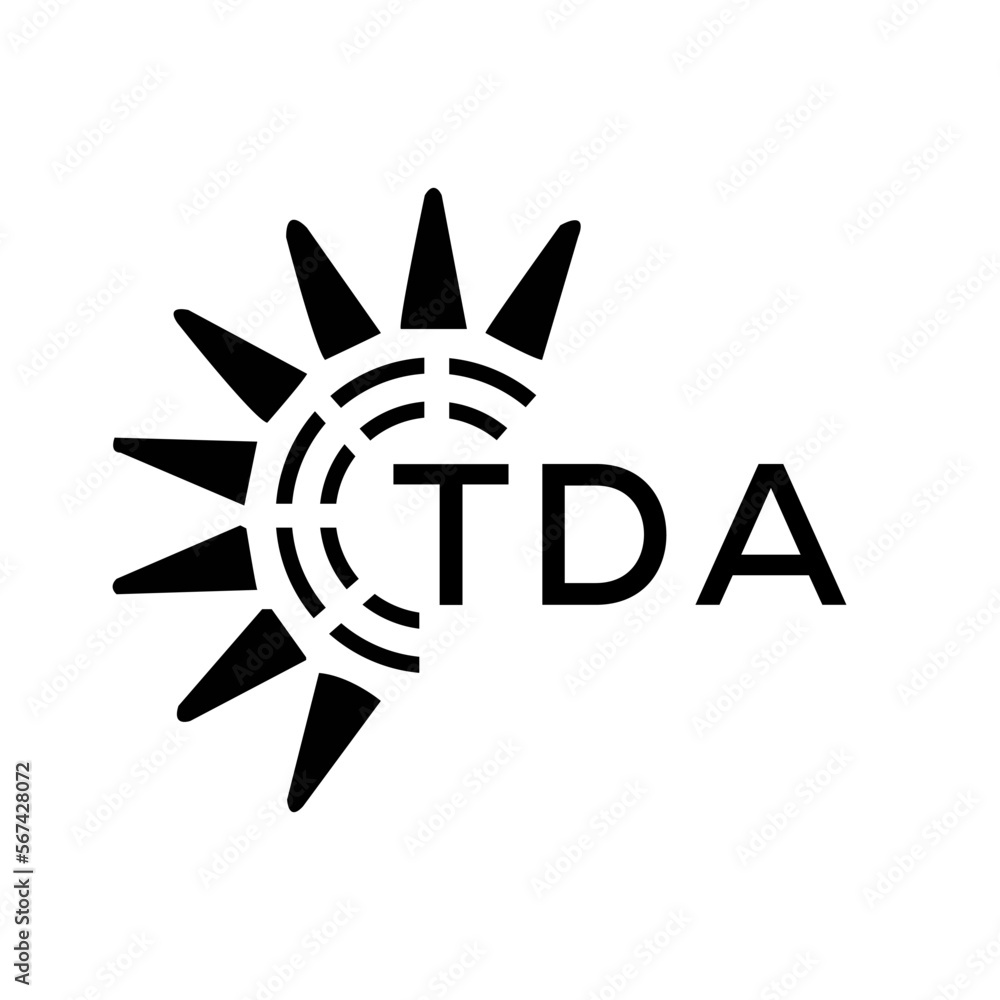 TDA letter logo. TDA image on white background and black letter. TDA