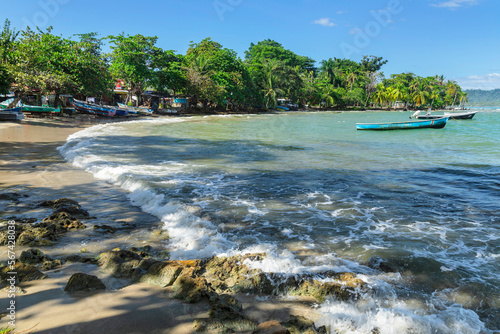 Fishing boats at the harbour of Puerto Viejo de Talamanca, Limon, Karibik, Costa Rica, Central America
