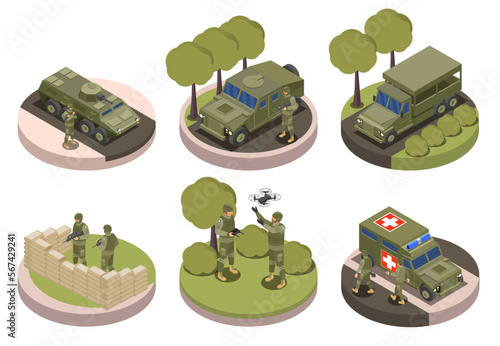 Soldiers Equipment Isometric Compositions