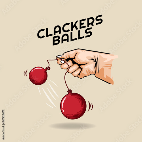 Clackers balls kids toys viral vector illustration