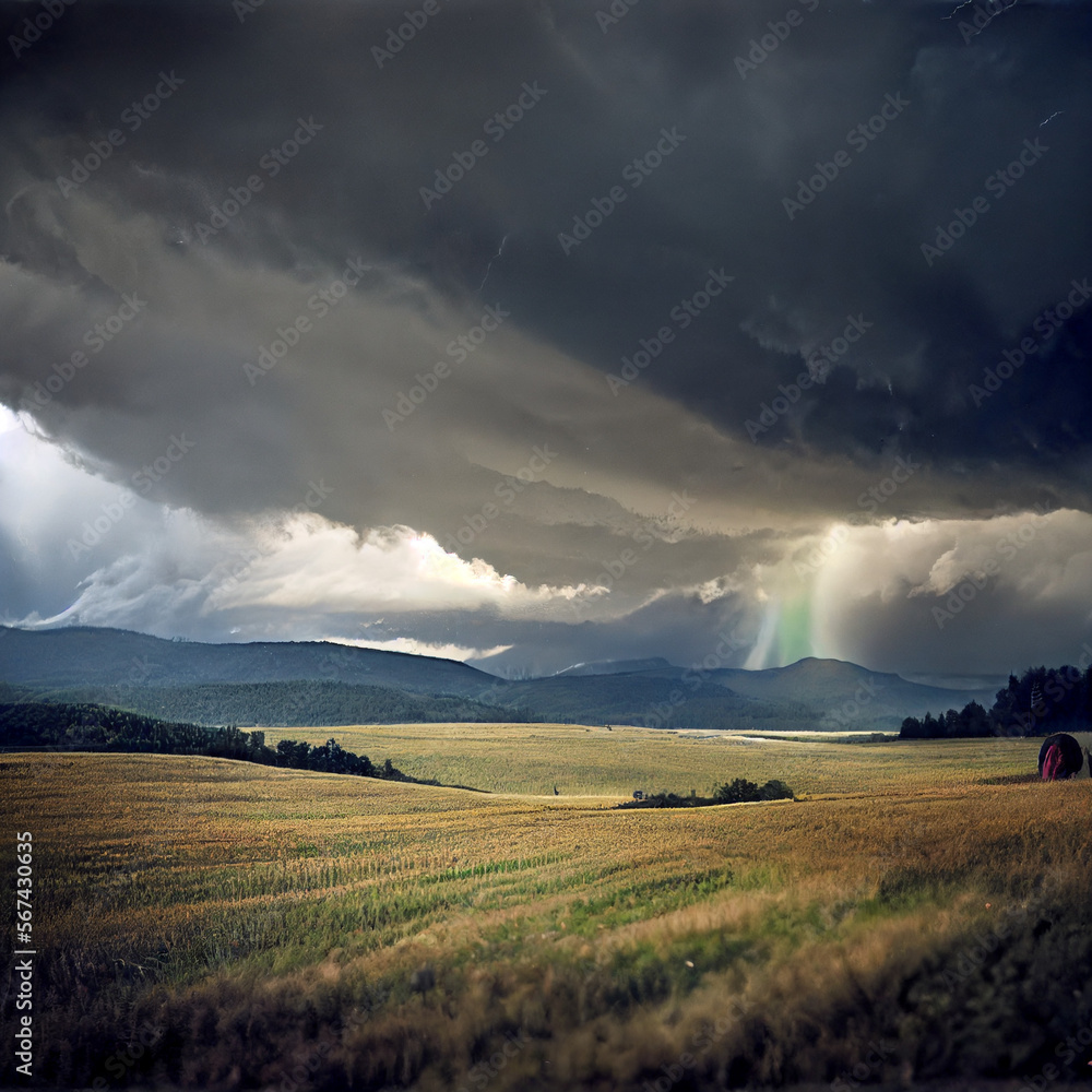 A Violent Storm Over Vermont Country Fields