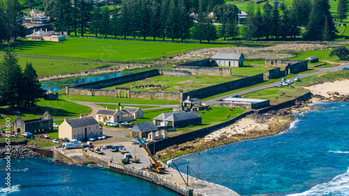 Aerial of Kingston and Arthur's Vale Historic Area, UNESCO World Heritage Site, Norfolk Island, Australia, Pacific photo