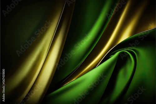Gold and green luxury wave background (Ai generated)