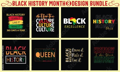 Black History Month T-Shirt Design Bundle. Set of black history month t-shirt design bundle