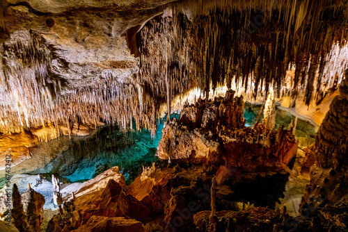Stalactites, Drach caves, Porto Christo, Mallorca, Balearic Islands, Spain, Mediterranean, Europe photo