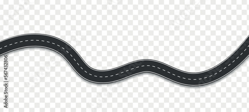 Top view on road map. Curve highway roadway. Vector infographic
