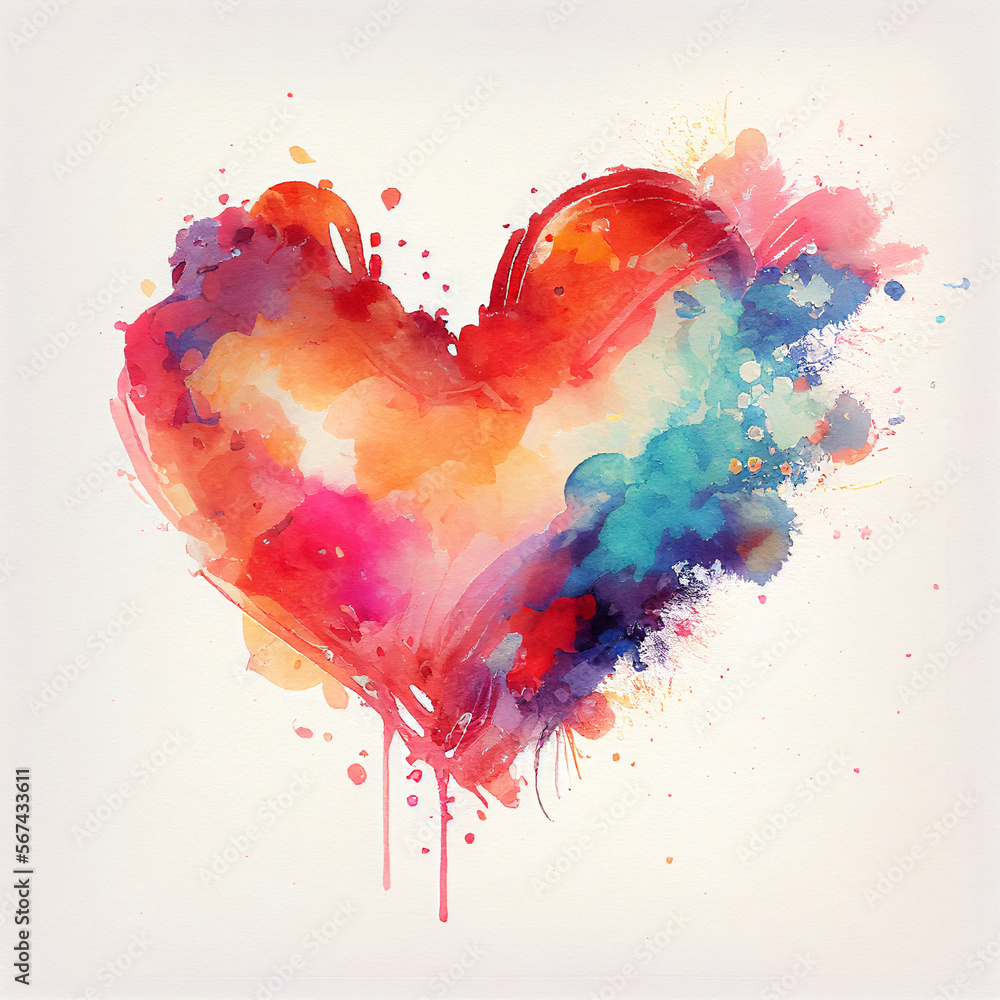 A watercolor painting of a heart, Generative AI