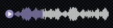 Sound wave or voice message icon. Music waveform, track radio play. Audio equalizer line. Vector illustration