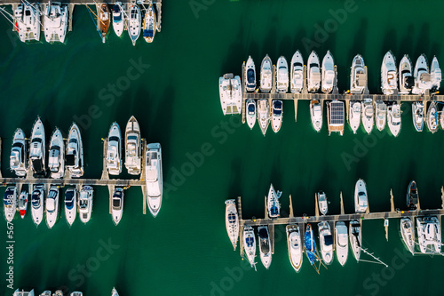 Aerial view of yachts at Vilamoura Marina in the Algarve, Portugal, Europe photo