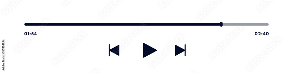 Music or video play bar icon. Audio player for songs or podcast ...