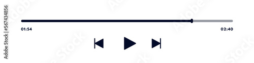 Music or video play bar icon. Audio player for songs or podcast playlist. Play or pause button.Vector illustration