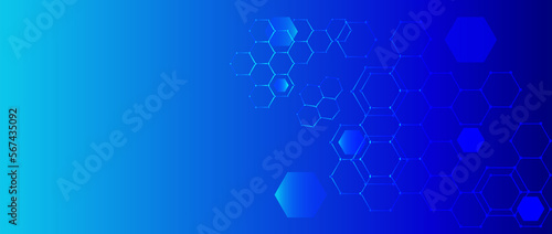  Scientific, technological molecular medical background.Genetic engineering and molecular structure, hexagon DNA network, science chemical and biotechnology concept, innovation technology