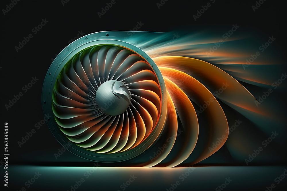 Abstract illustration of a jet engine, Generative AI Abstract illustration of a jet engine, Generative AI