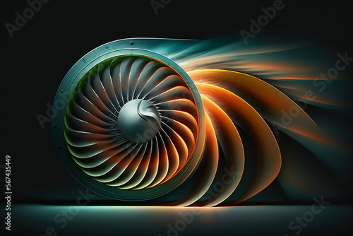 Abstract illustration of a jet engine, Generative AI