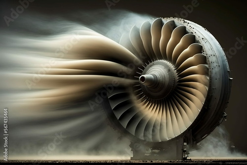 Fototapeta Abstract illustration of smoke passing through a jet engine in wind tunnel, Generative AI