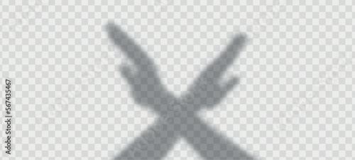 Cross hands shadow. Overlay woman arm.Break the bias concept.Vector illustration