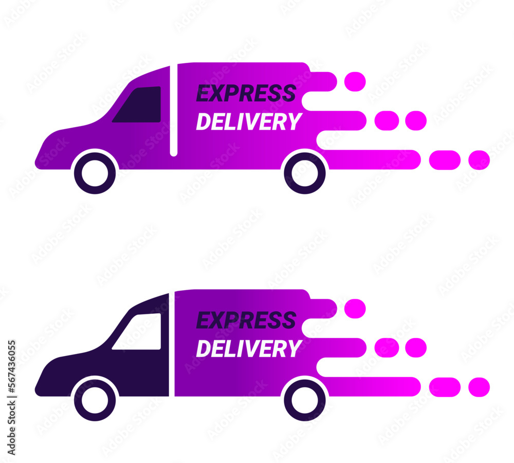 Express Delivery. Set of two delivery machines with gradient fill. Express Delivery. Set of two delivery machines with gradient fill.