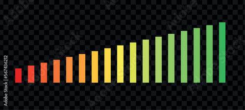 Level indicator icon. speedometer scale, dial gauge. high and low risk bar. Vector illustration