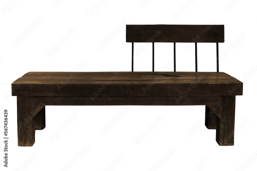 Old dark brown wooden bench Old dark brown wooden bench
