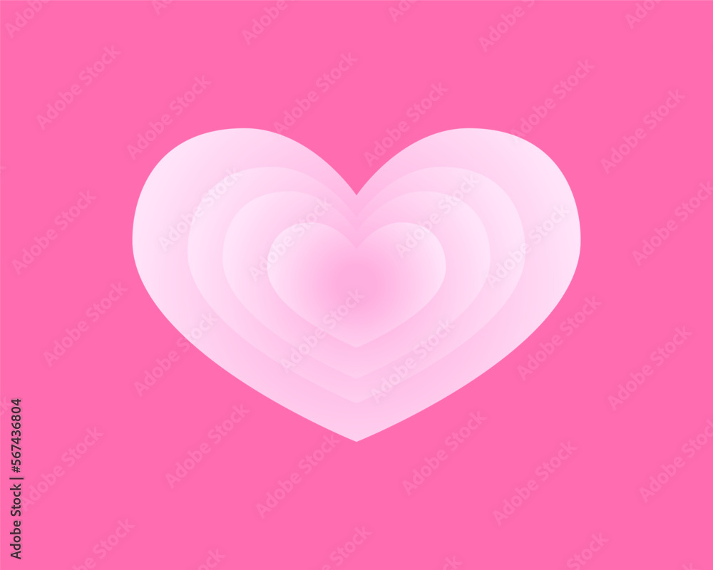 Pink Layered Drop Shadow Heart Drawing