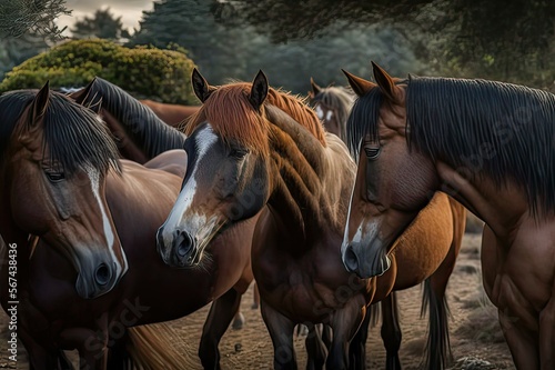 Exploring the Wild Ponies of New Forest National Park near Southampton  England. Photo AI