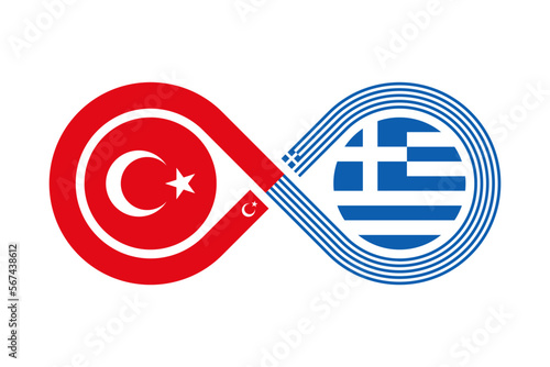 unity concept. turkish and greek language translation icon. vector illustration isolated on white background