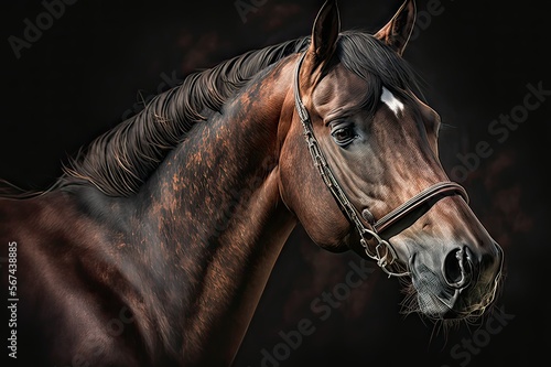 Capturing the Beauty of a Horse: An Elegant Horse Portrait to Admire. Photo AI © pixardi