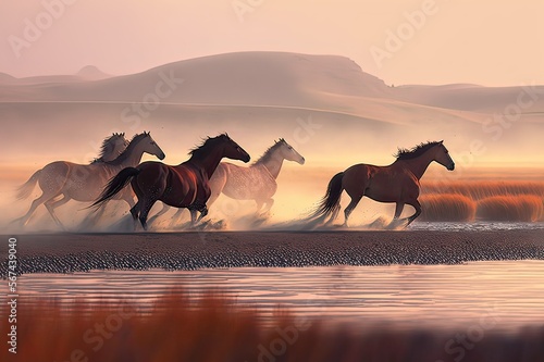Exploring the Ulan Integration Grassland: Horse Riding in Hexigten Banner, Chifeng City, Inner Mongolia. Photo AI photo