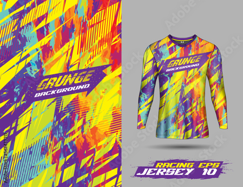 Long sleeve Tshirt abstract grunge background for extreme sport jersey team, motocross, car racing, cycling, fishing, diving, leggings, football, gaming