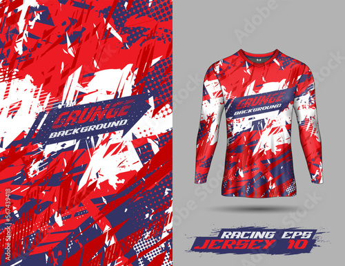 Long sleeve Tshirt abstract grunge background for extreme sport jersey team, motocross, car racing, cycling, fishing, diving, leggings, football, gaming