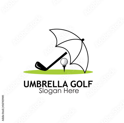 umbrella golf logo design concept