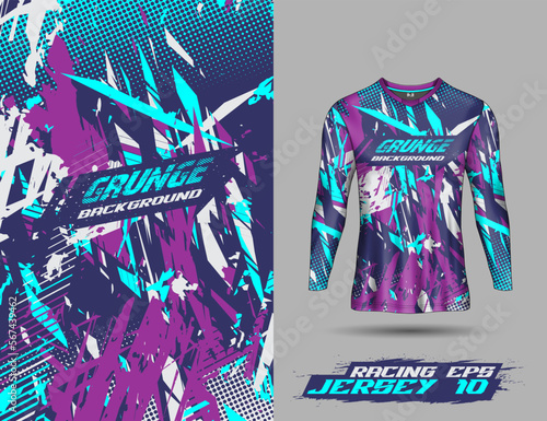 Long sleeve Tshirt abstract grunge background for extreme sport jersey team, motocross, car racing, cycling, fishing, diving, leggings, football, gaming