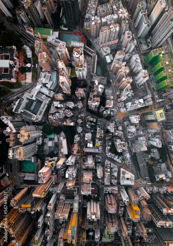 The districts of Sai Ying Pun and these huge buildings of Hong Kong seen from the sky