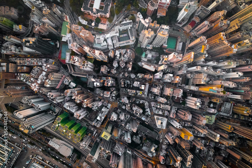 The districts of Sai Ying Pun and these huge buildings of Hong Kong seen from the sky