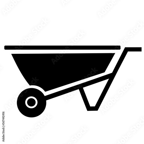 Wheelbarrow silhouette on a white background