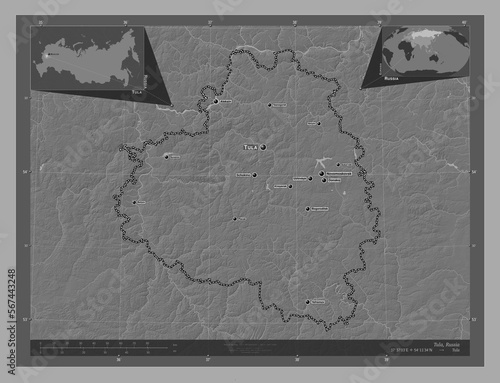 Tula, Russia. Bilevel. Labelled points of cities photo