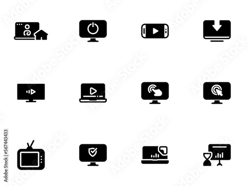 Flat illustration on a theme monitor, display, functions