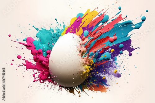 Easter egg colorful explosion. generative ai. Easter egg paint splash