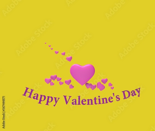 Happy Valentine's Day celebration 3d heart background	
