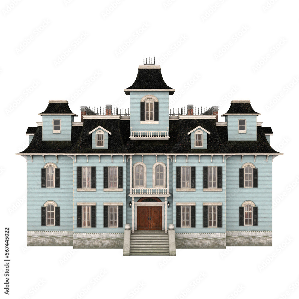3d rendering victorian vintage manor mansion isolated