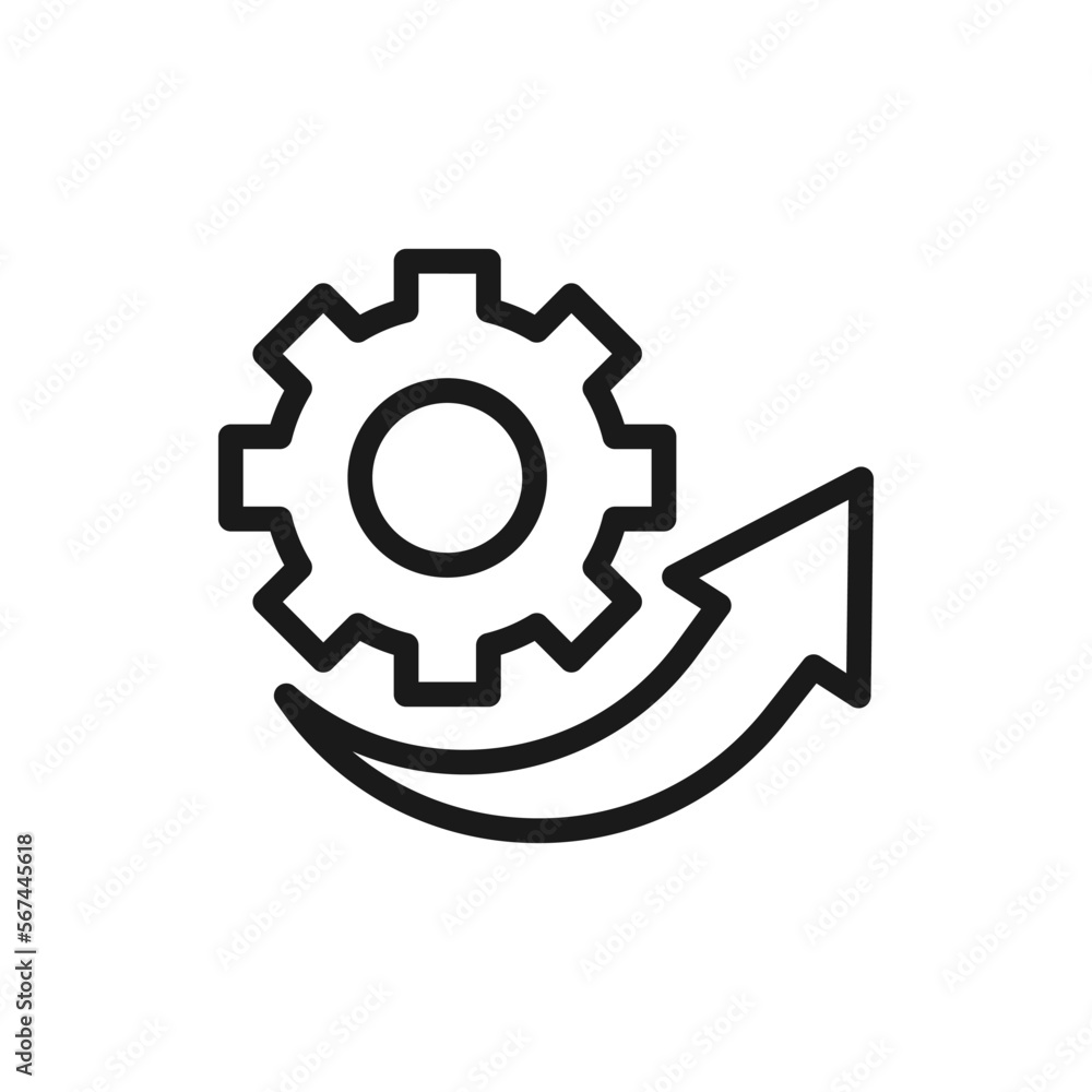 Gear with arrow icon line style isolated on white background. Vector illustration
