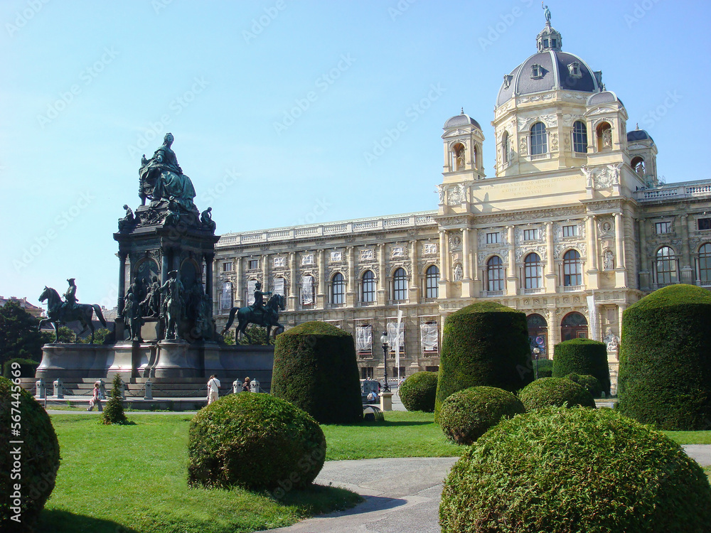 Beautiful view of the museum and park on a summer day. Vienna. Austria.