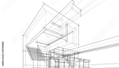 Sketch of a building 3d illustration