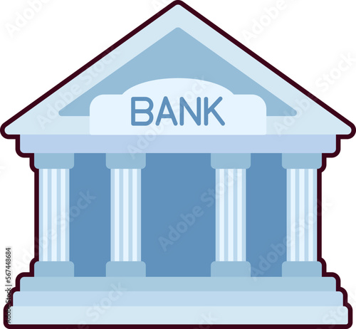 Bank investment saving banker building finance Business trade Flat with Black Sticker