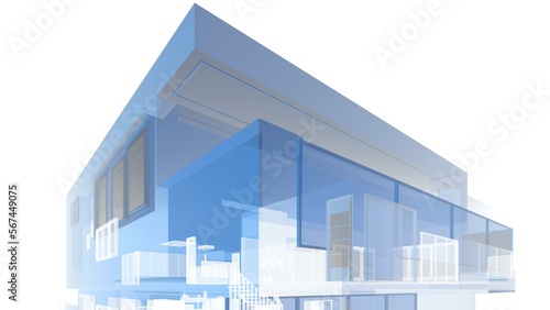 Wallpaper Mural 3d rendering of modern house building concept architectural sketch Torontodigital.ca