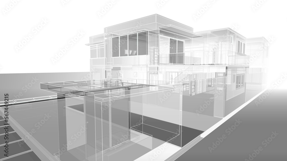 3d rendering of modern house building concept architectural sketch 3d rendering of modern house building concept architectural sketch