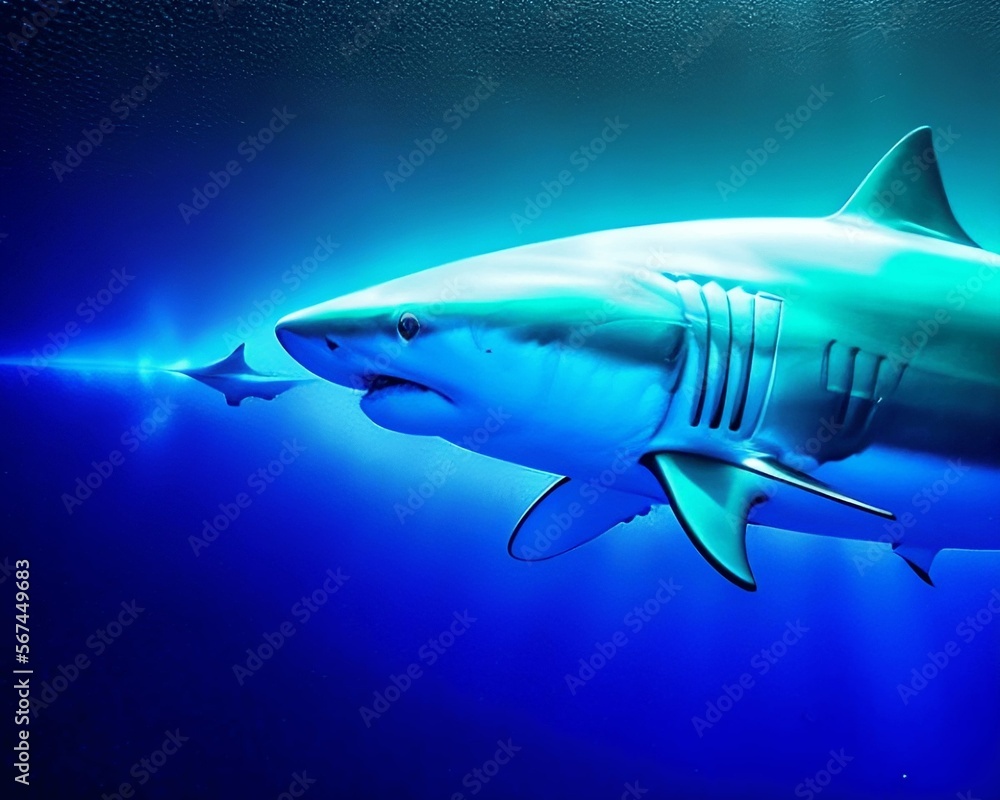 Obraz premium abstract shark in the sea, Generative AI
