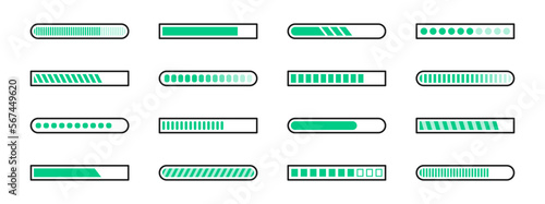 Loading bar icon set. Load signs. Download indicator sign. Progress loading bar. Upload symbol. Loader icon. Vector illustration.