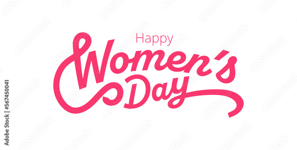 International Women's Day March 8 Celebration Simple Lettering Typography Isolated Illustration