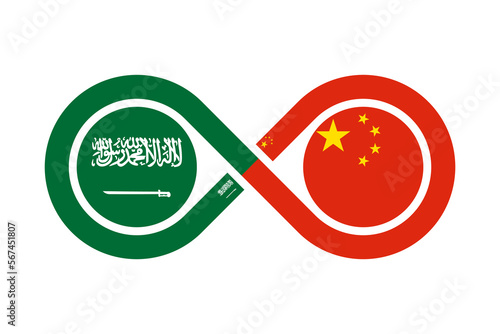 unity concept. saudi arabian arabic and chinese language translation icon. vector illustration isolated on white background